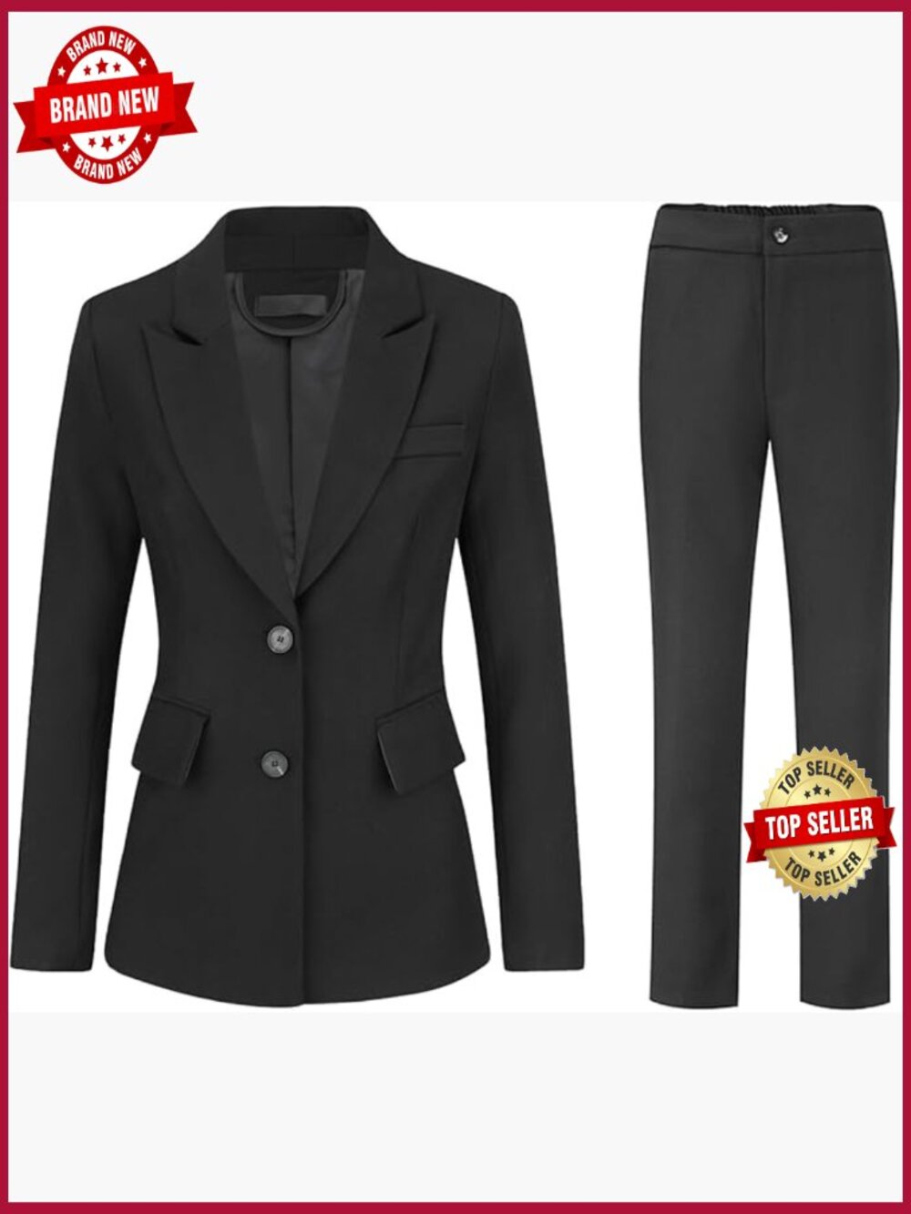 2 Piece Office Pant Suit Set Blazer Trousers Business Casual Outfits